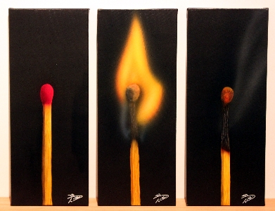 Burnout - 3 Leinwnde a 20 x 50 cm